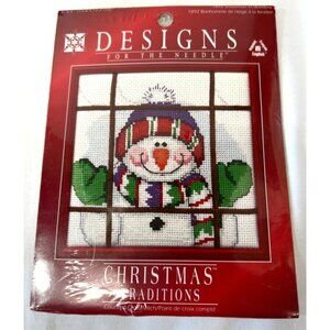 Christmas Traditions Snowman In Window Cross Stitch Kit 6" X 6"